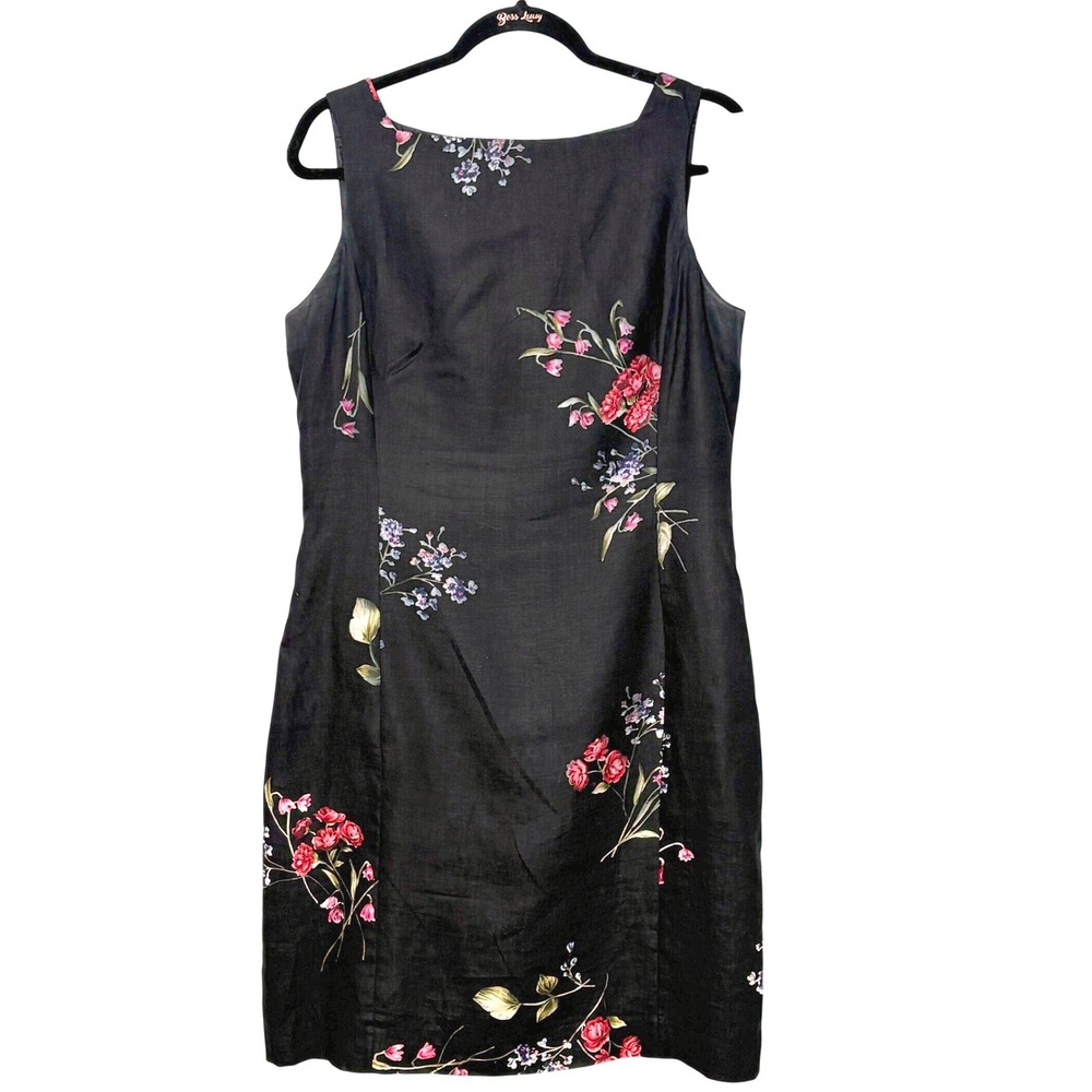 Jones New York Linen Floral Sheath Dress Sz 10 Wedding‎ Guest Garden Party Event